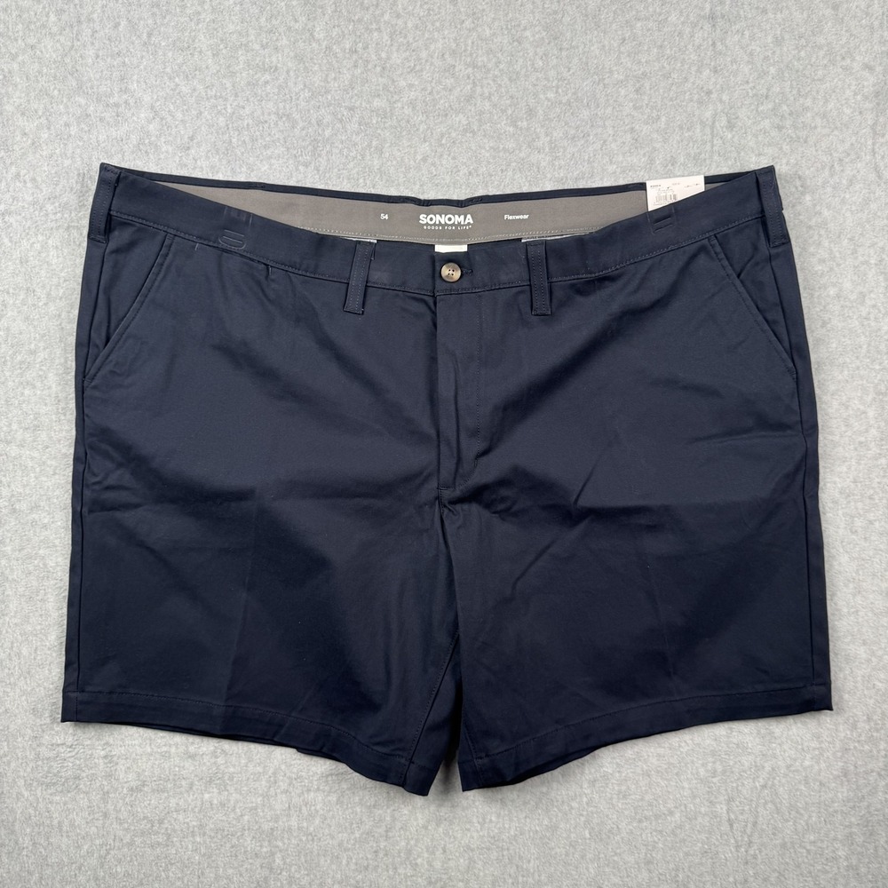 Sonoma Shorts Mens 54 Navy Blue Flexwear Big Tall Flat Front Cotton Stretch NEW